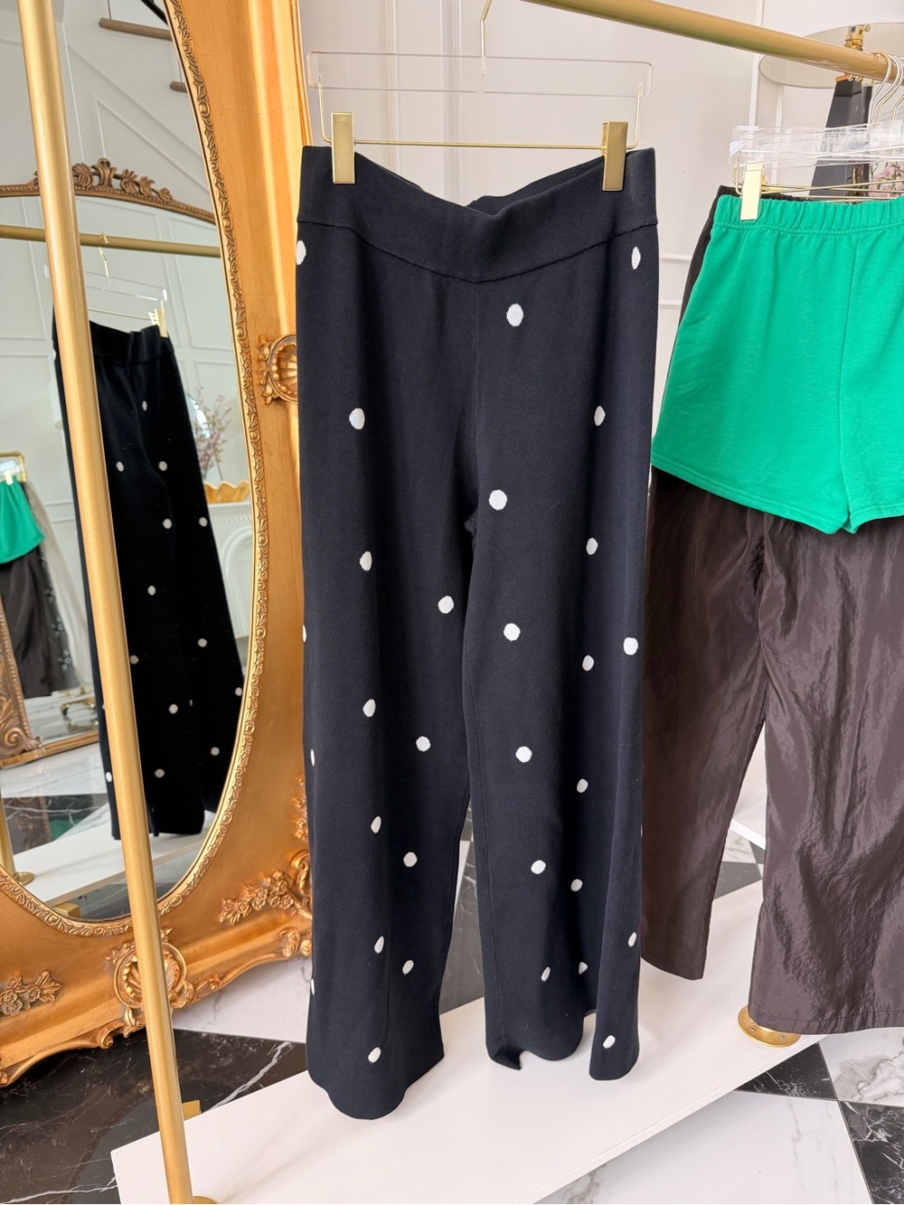 Splendid Cella Jane Black Wide-Leg Polka Dot Pants
